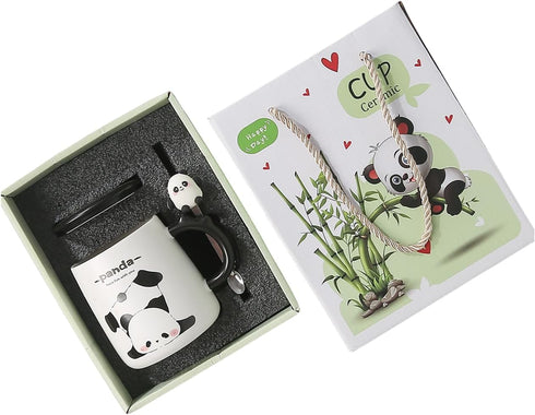 パンダ柄マグカップ ティースプーン・フタ付き